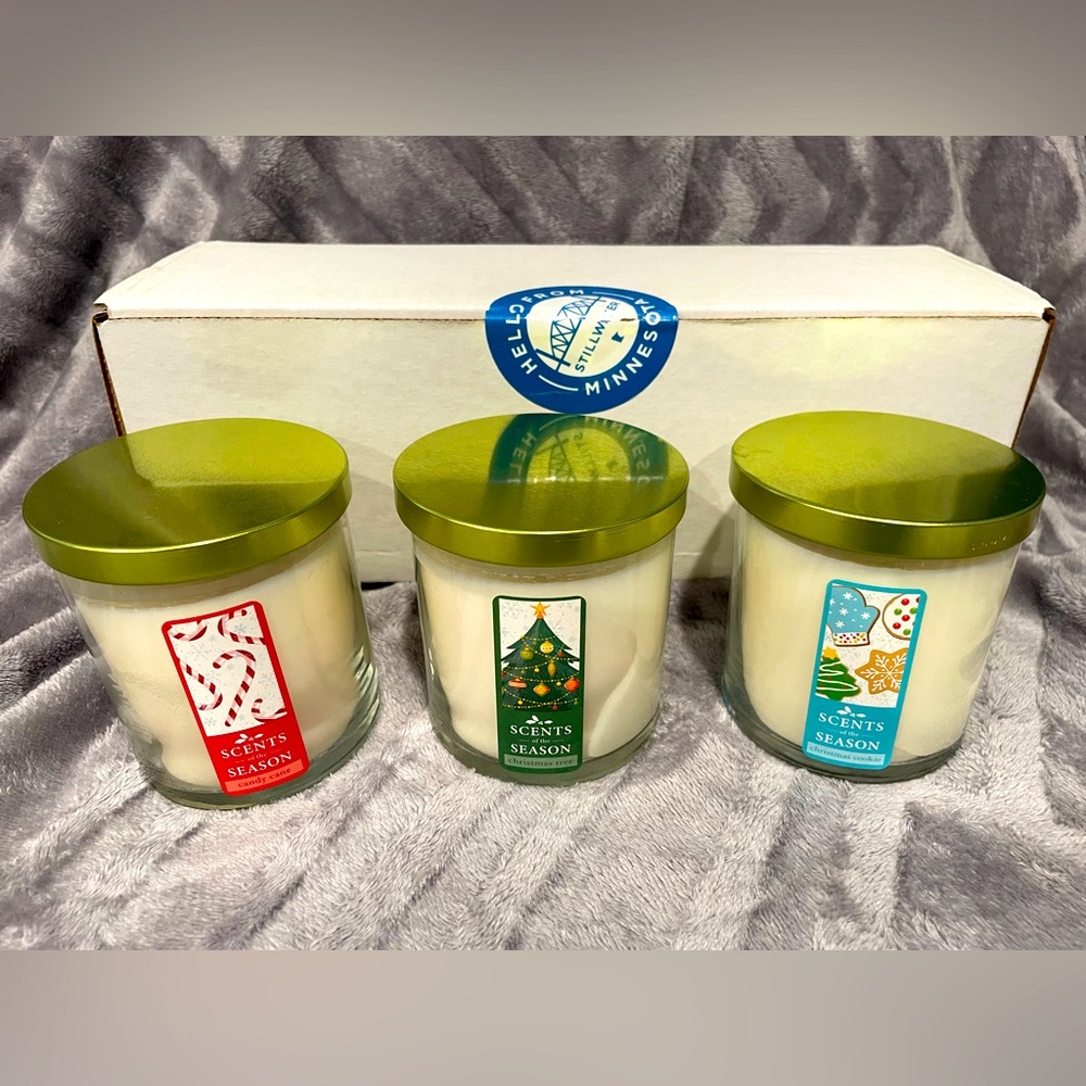 Set of 3-Christmas Soy Candles- Fraser Fir, Candy Cane, Christmas Cookie